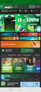 WazirWin online gaming platform interface